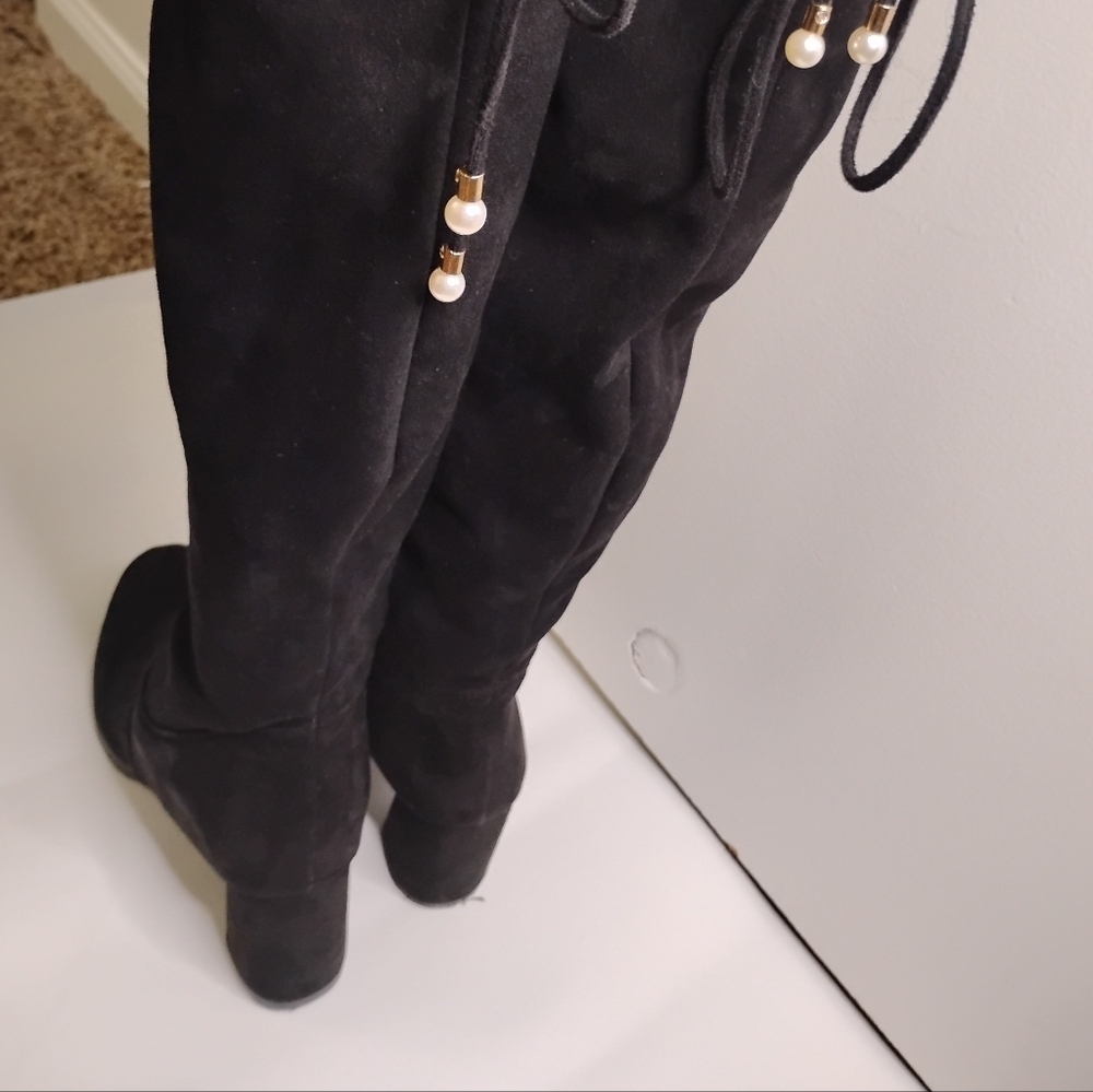 Elegant Black Over-the-Knee Boots- 3in(9cm) - Picture 11 of 13